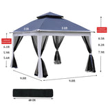 ZUN Outdoor 11x 11Ft Pop Up Gazebo Canopy With Removable Zipper Netting,2-Tier Soft Top Event 30267697