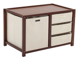 Brown painted pine wood frame children's bed with removable top, 87*53*87.5cm, includes 3 fabric 59911302