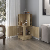 FM FURNITURE Toyei Corner Bar Cabinet with Bottle Rack, Open Shelves, and Hidden Storage, Natural B128P269880