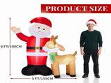 Christmas Inflatable Santa & Reindeer, 4 LED Lights, Waving Santa Design, Weatherproof 66771824