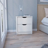 Basilea 2 Drawers Nightstand , End Table, Side Table Pull Out System -White B07092137