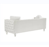 Beige, Three-seater Sofa, Velvet Crystal Buckle Upholstery Sofa, Crystal Feet, Removable Cushion, 09555906