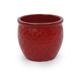 Set of 3 Ceramic Flowerpot, Modern Planter for Patio, Garden, Windowsill - Red W3273P321489