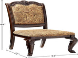Traditional Formal Set of 2 Side Chairs Brown Cherry Solid wood Chair Padded Fabric Upholstered Seat B01178730