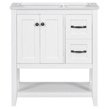 ZUN 30" Bathroom Vanity without Sink Top, Cabinet Base Only, Vanity with Multi-Functional Drawer, White WF310865AAK