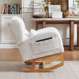 ZUN 27.2"W Modern Accent High Backrest Living Room Lounge Arm Rocking Chair, Two Side Pocket W834P178233