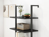 5-layer wall-mounted household steel-wood shelf, density board, iron frame, 61*30.5*182.88cm, black 64446382