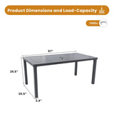 Modern 35.5"x67" Rectangular Outdoor Patio Dining Table with Post-Leg Design, Rust-Free & W1886P272354