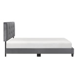 1pc Full Platform Bed Dark Gray Velvet Upholstered Adjustable Height Headboard Button Tufted Solid B011P203578