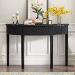 ZUN U-Style Distinctive Features of Pine Veneer Console Table with Vertical Stripe Drawer Fronts and N711P173099B