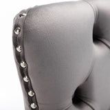 26" Counter Height Bar Stools Set of 2, Modern Velvet Barstools with Button Back&Rivet Trim W1143112577