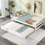 Twin Size Platform Bed with Twin Size Trundle, White WF313279AAK
