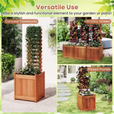 2-in-1 Wooden Raised Garden Bed with Trellis - Solid Wood , 16"x16"x48" Size 12098598
