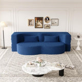 Modern Floor Sofa with 2 Pillows,Convertible Teddy Fabric Foam-Filled Sleeper Sofa Bed,15" Full Size 10423071