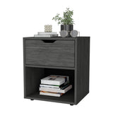 FM FURNITURE Elliott Nightstand with Elegant Drawer and Open Shelf, Ligth Gray B128P321065