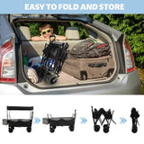 480Lbs Collapsible Wagon with Canopy,Wagon Stroller with 7" All-Terrain Wheels, Lightweight Foldable 28469453