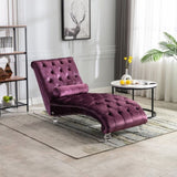 COOMORE Velvet Chaise Lounge Indoor,Button-Tufted Upholstered Chaise Lounge Chair with Pillow for W39538679