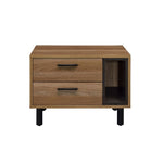 ZUN 2 Drawers Nightstand with 1 Open Compartment, Brown Oak and Black B016P256506