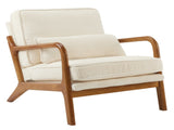 Low Arm Accent Chair - Off-White Corduroy Upholstered Indoor Lounge Chair, Compact Single Seater 07121818