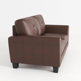 62" Genuine Leather match loveseat Living room coach Transitional sofa - Honey Brown W1896P175681