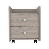 Nightstand 22"H, Two Drawers, Superior Top, Metal Handle, four wheels, Light Gray B097133086