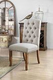 Contemporary Ivory Fabric 2pcs Side Chairs Bold Sturdy Design Rustic Oak Solidwood Tufted Back B011P200228