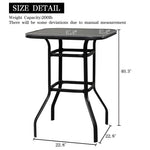 ZUN Wrought Iron Glass High Bar Table Patio Bar Table Black 70228562