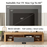 ZUN Modern Design TV Stands for TVs up to 80'', LED Light Entertainment Center, Media Console with 6 N710P179622E