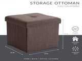 Faux Linen Folding Storage Ottoman Cube in Espresso 19898814
