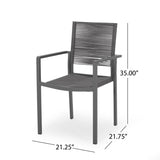 ZUN Outdoor Modern Aluminum Dining Chair with Rope Seat , Gray and Dark Gray 70660.00DGRY