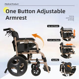 Foldable lightweight wheelchair. Equipped with double hand brakes. Adult wheelchair. Weighs only 27 W3121P297504