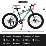 ZUN S24109 Elecony 24 Inch Fat Tire Bike Adult/Youth Full Shimano 7 Speeds Mountain Bike, Dual Disc W709P174687