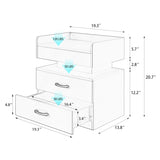 1 Set Nightstand with Adjustable LED Strip Light, 2-drawers, Large Storage Space, Suitable for W368P239006