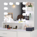 ZUN FCH Large Vanity Set with 10 LED Bulbs, Makeup Table with Cushioned Stool, 3 Storage Shelves 1 50529710