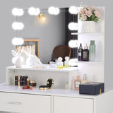 ZUN FCH Large Vanity Set with 10 LED Bulbs, Makeup Table with Cushioned Stool, 3 Storage Shelves 1 50529710