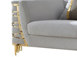 Contessa Modern Fabric Accent Chair with Gold Metal Side Frame and Channel Tufted Detailing in Gray B009P466432