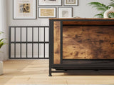 Dog Crate Furniture, Wooden Dog Crate Table, 32.8" Dog Kennel with 2 Slidings and Thick Iron W840P203066