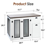 ZUN Furniture style dog cage, wooden dog cage, double door dog cage, side cabinet dog cage, Dog crate 75985217