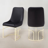Emrald Modern Style 2PC Dinning Chairs made with wood and Gold Legs Black B009P298422