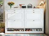 Wooden Shoe Cabinet with 4 Flip Drawers,Shoes Rack Cabinet with 2 Storage Drawers,Classified Storage W1580P402825