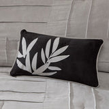 7 Piece Faux Suede Comforter Set Grey Queen B03596797
