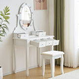 Vanity Set with 3-Color Dimmable Lighted Mirror, Makeup Dressing Table with Power Outlet, Drawers 08049792
