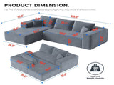 Modular Corduroy Sectional Sofa with Chaise Lounge, All-Foam Deep Seat Couch, Soft Wide-Wale 36871977
