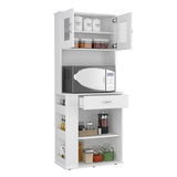 ZUN Capienza Pantry Cabinet, Two Shelves, Double Door, One Drawer, Three Side Shelves -White B20091899