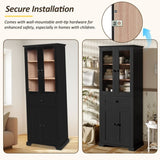 67.2" Tall Bathroom Storage Cabinet with Tempered Glass Doors, Adjustable Shelves & Drawer Modern N729P310006B