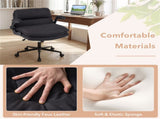 Criss Cross Chair with Flip-Up Arms, Faux Leather Cross Legged Office Chair with Adjustable Height & 78183198