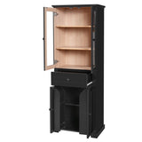 67.2" Tall Bathroom Storage Cabinet with Tempered Glass Doors, Adjustable Shelves & Drawer Modern 56623098