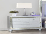 Sterling Modern Style Mirror Framed 3-Drawer Nightstand Made with Wood in Silver 808857880529
