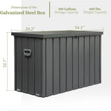 200 Gallon Outdoor Storage Deck Box Waterproof, Large Patio Storage Bin for Outside Cushions, Throw W1859P145360