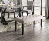 Classic Light Gray Color 1PC BENCH Button Tufted Linen Like Fabric Solid wood Chair Upholstered Seat B011104805